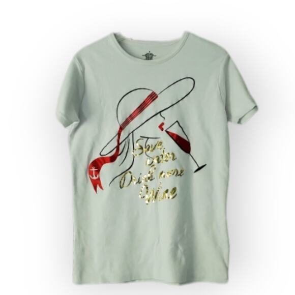 White Cotton Novelty Print Short Sleeve -Shirt M Fun Quirky Nautical Glam Casual - Picture 1 of 10